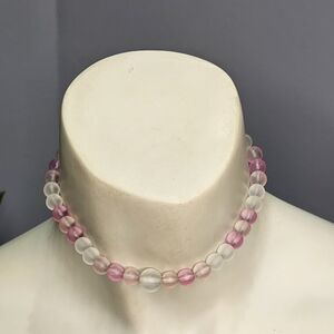 Elegant Pink and Clear Beaded Necklace